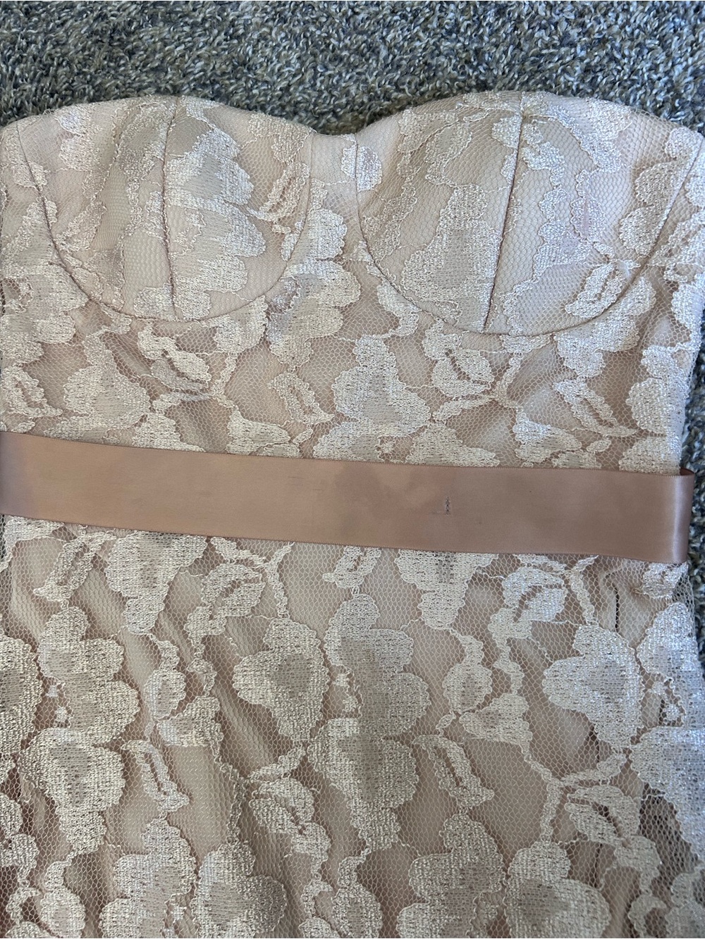 Vintage Deb Soft Peach/Nude Full Length Bodycon Lace Dress Juniors size 5 - Picture 7 of 12